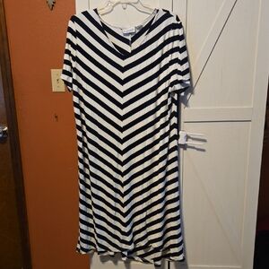 Black and White Striped Midi Dress